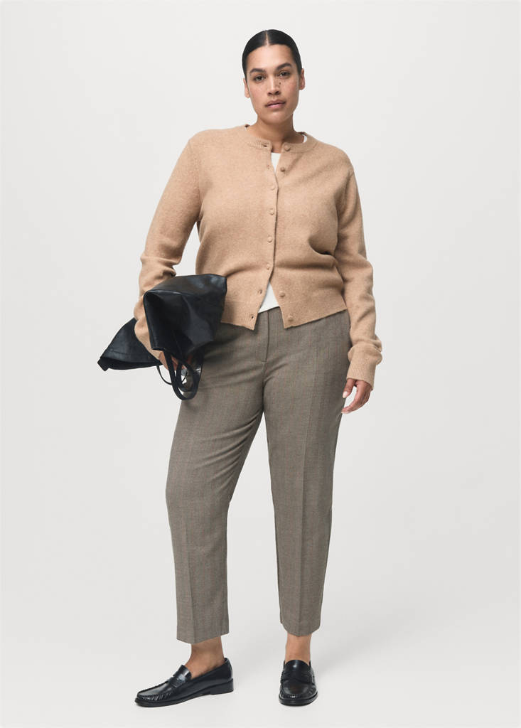 Knitted button cardigan — Medium Brown