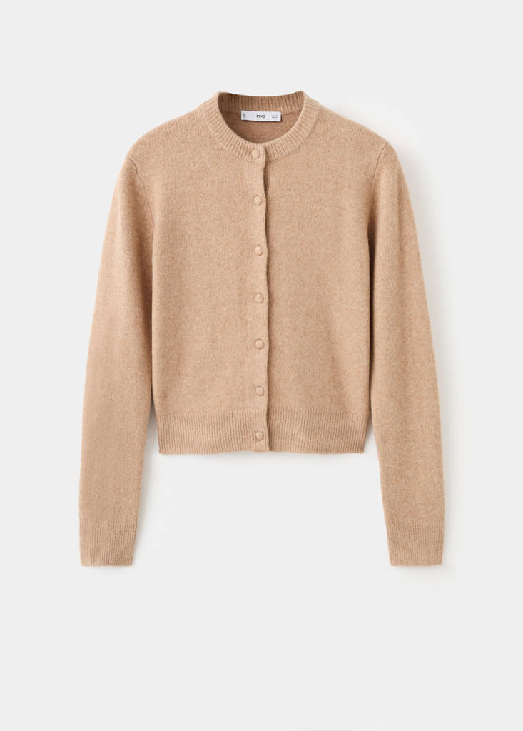 Knitted button cardigan — Medium Brown