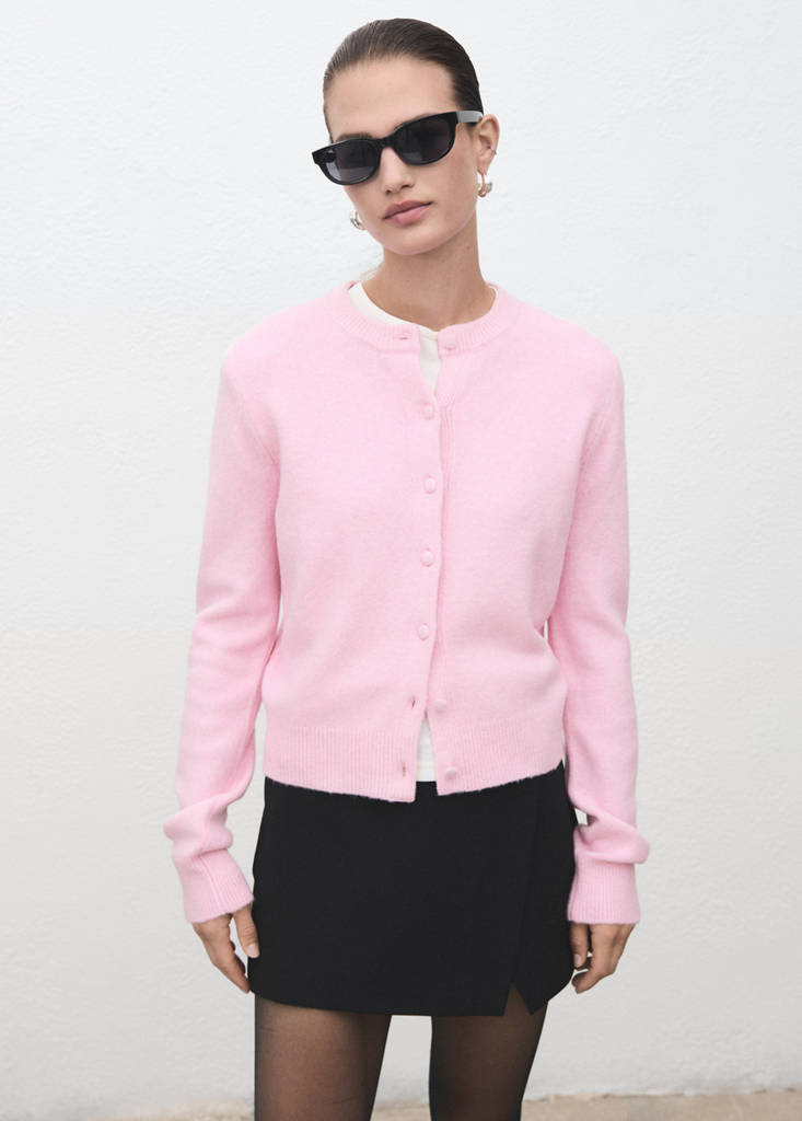 Knitted button cardigan — Pink