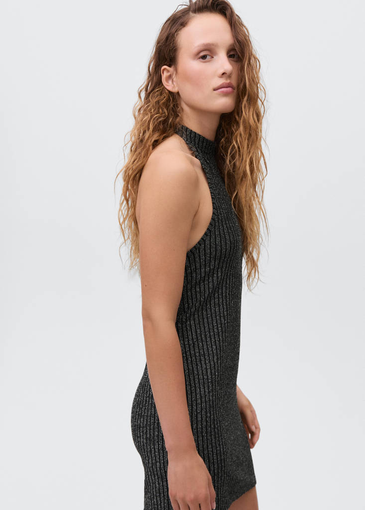 Lurex halter-neck dress — Black