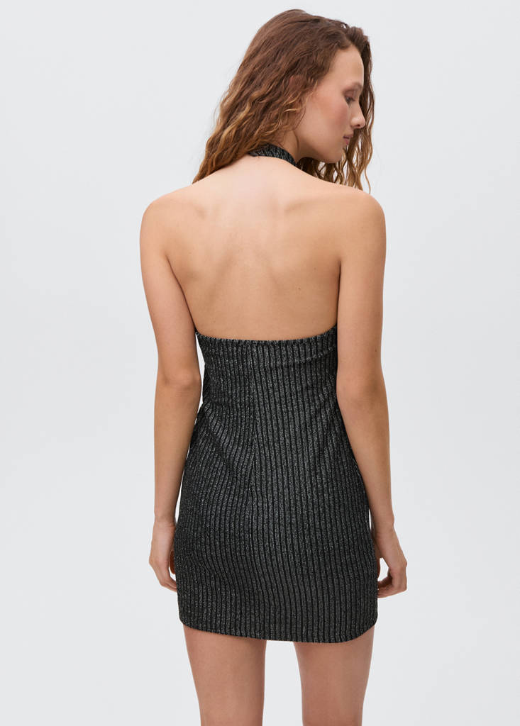Lurex halter-neck dress — Black