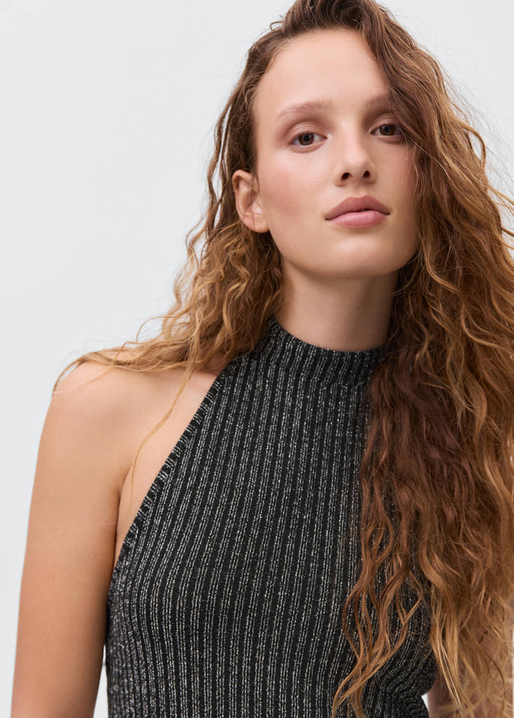 Lurex halter-neck dress — Black