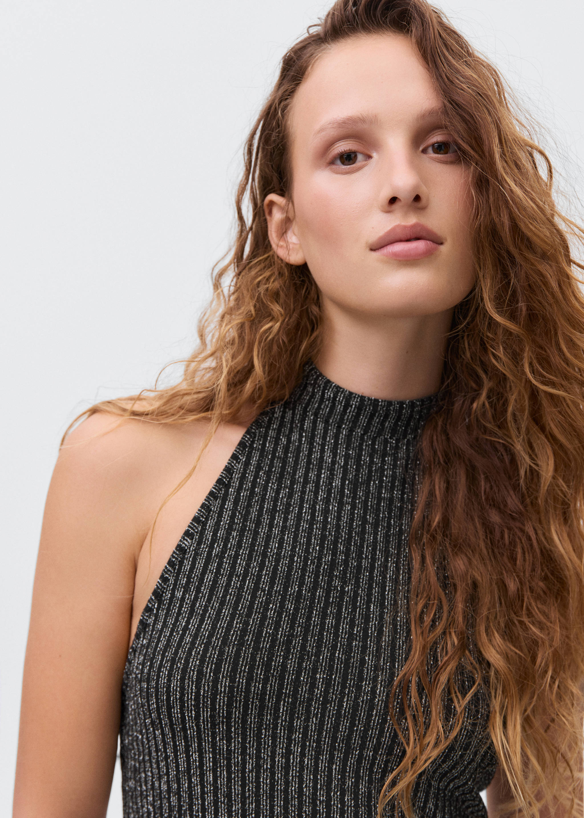 Vestido lúrex cuello halter - Detalle del artículo 1