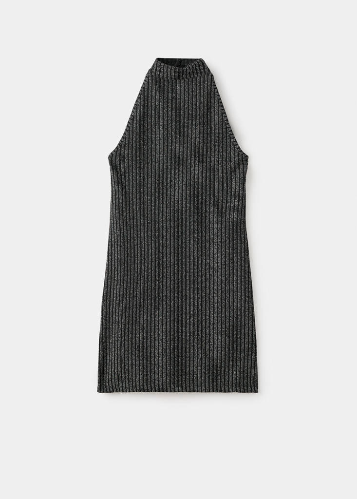 Lurex halter-neck dress — Black
