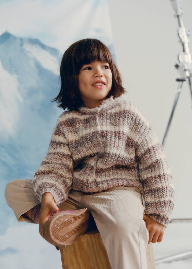 Striped flecked sweater — Wine
