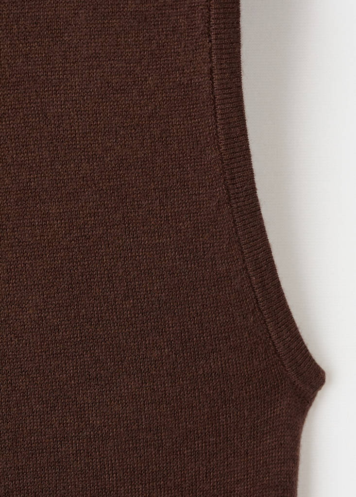 Perkins-neck knitted dress — Chocolate