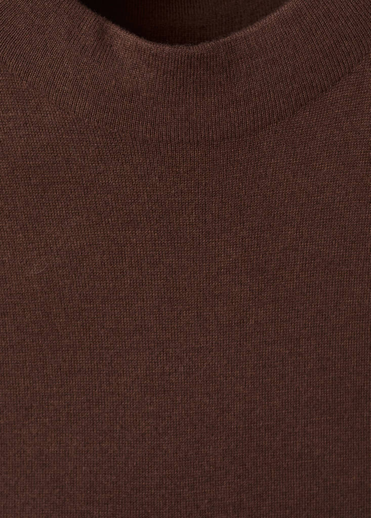 Perkins-neck knitted dress — Chocolate