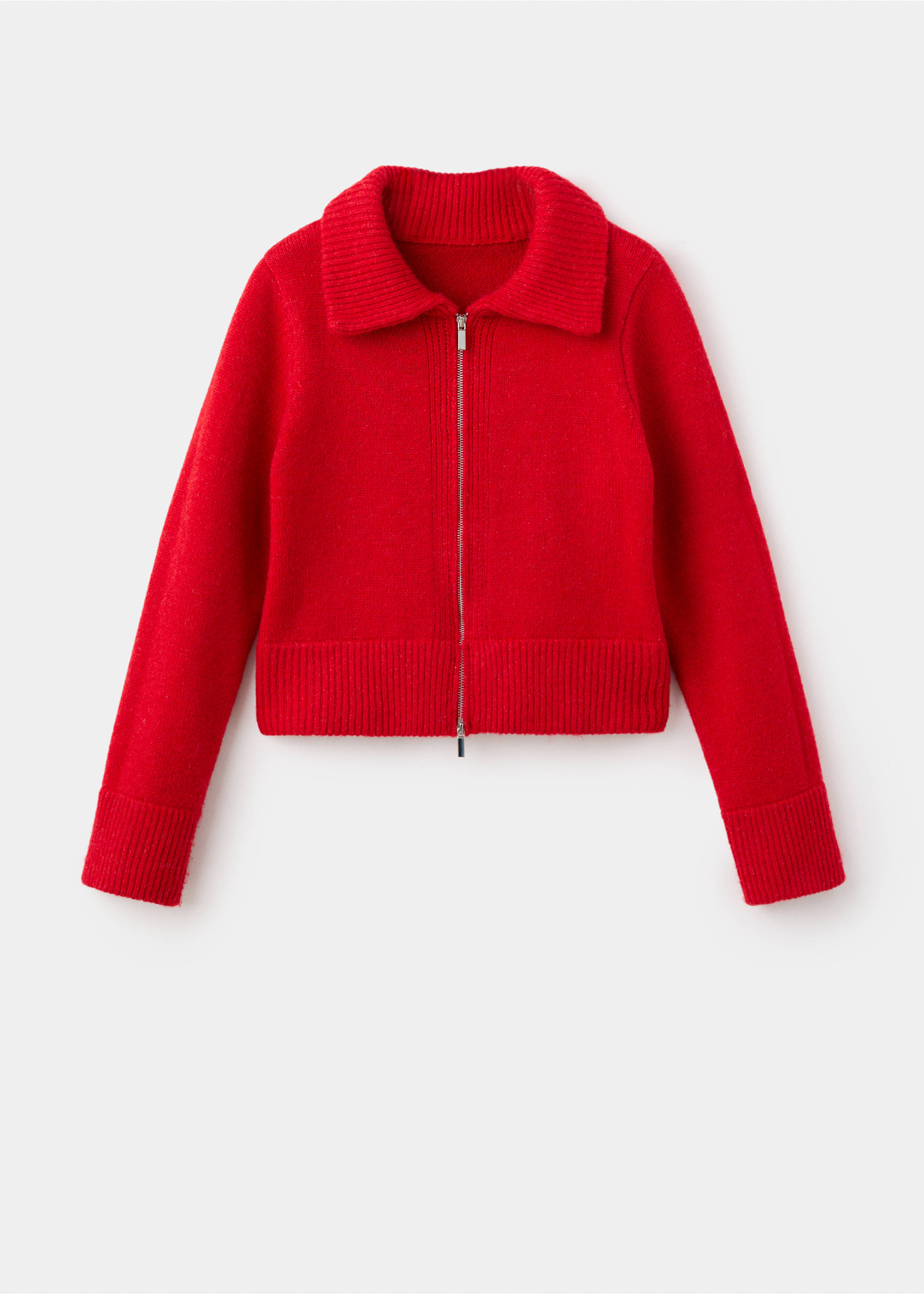 Cardigan with shirt collar - Article without model, Red. Ref: 17067789-00.