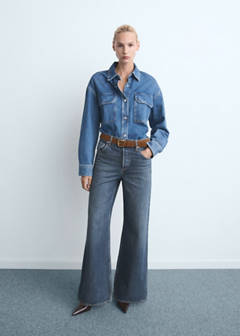 Wide leg jeans with buttons — Dark Blue 2
