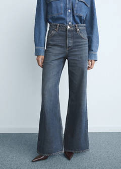 Wide leg jeans with buttons — Dark Blue 1