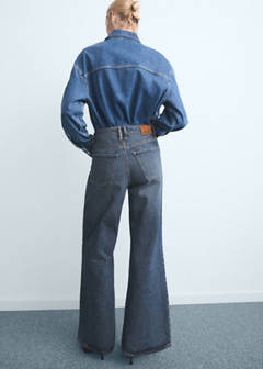Wide leg jeans with buttons — Dark Blue 3