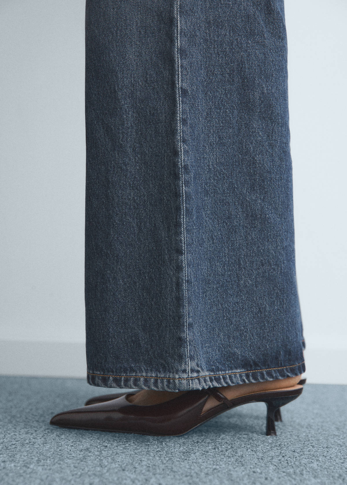 Wide leg jeans with buttons — Dark Blue