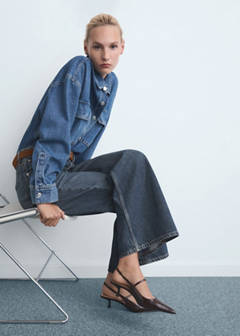 Wide leg jeans with buttons — Dark Blue 5
