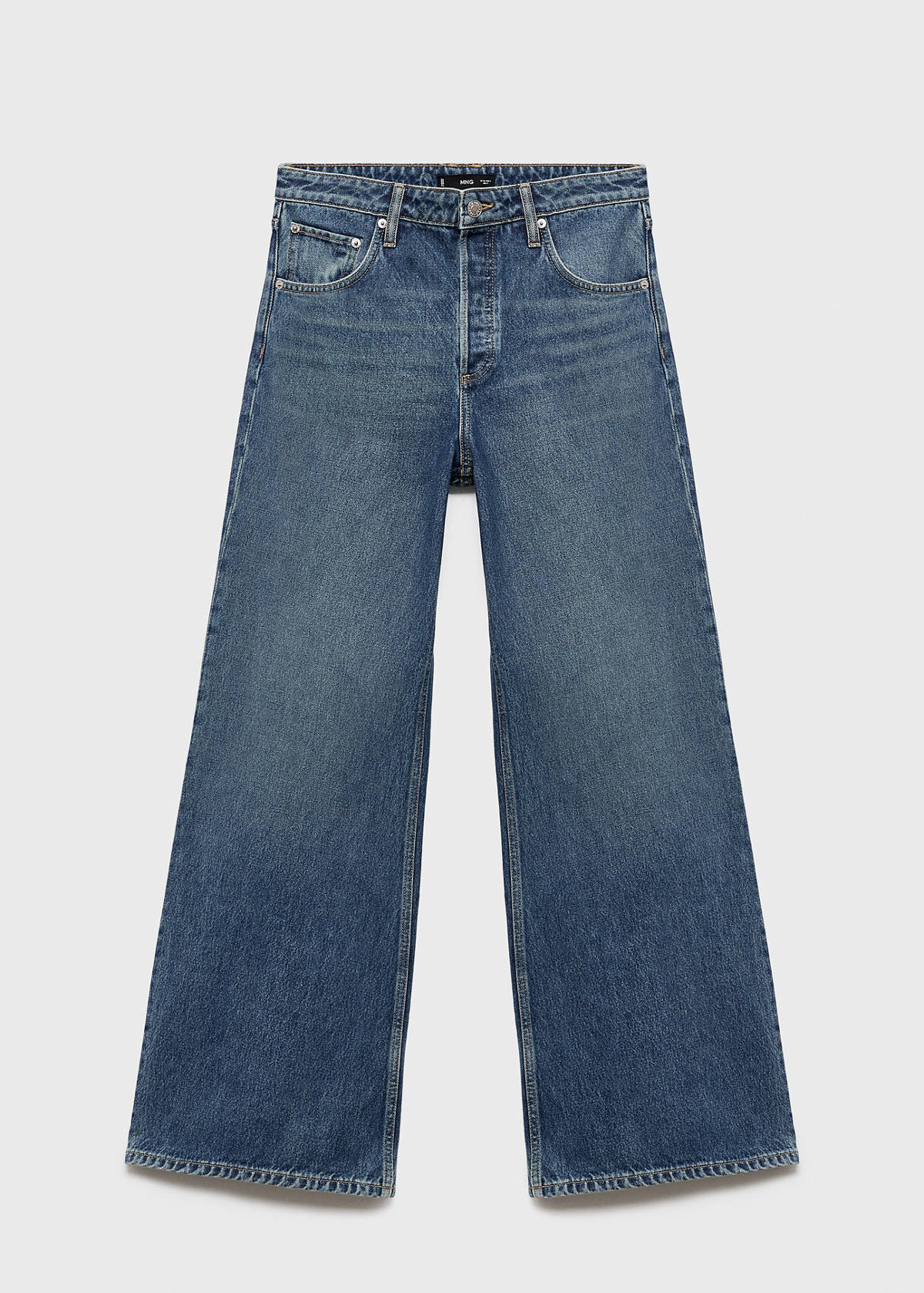 Wide leg jeans with buttons — Dark Blue