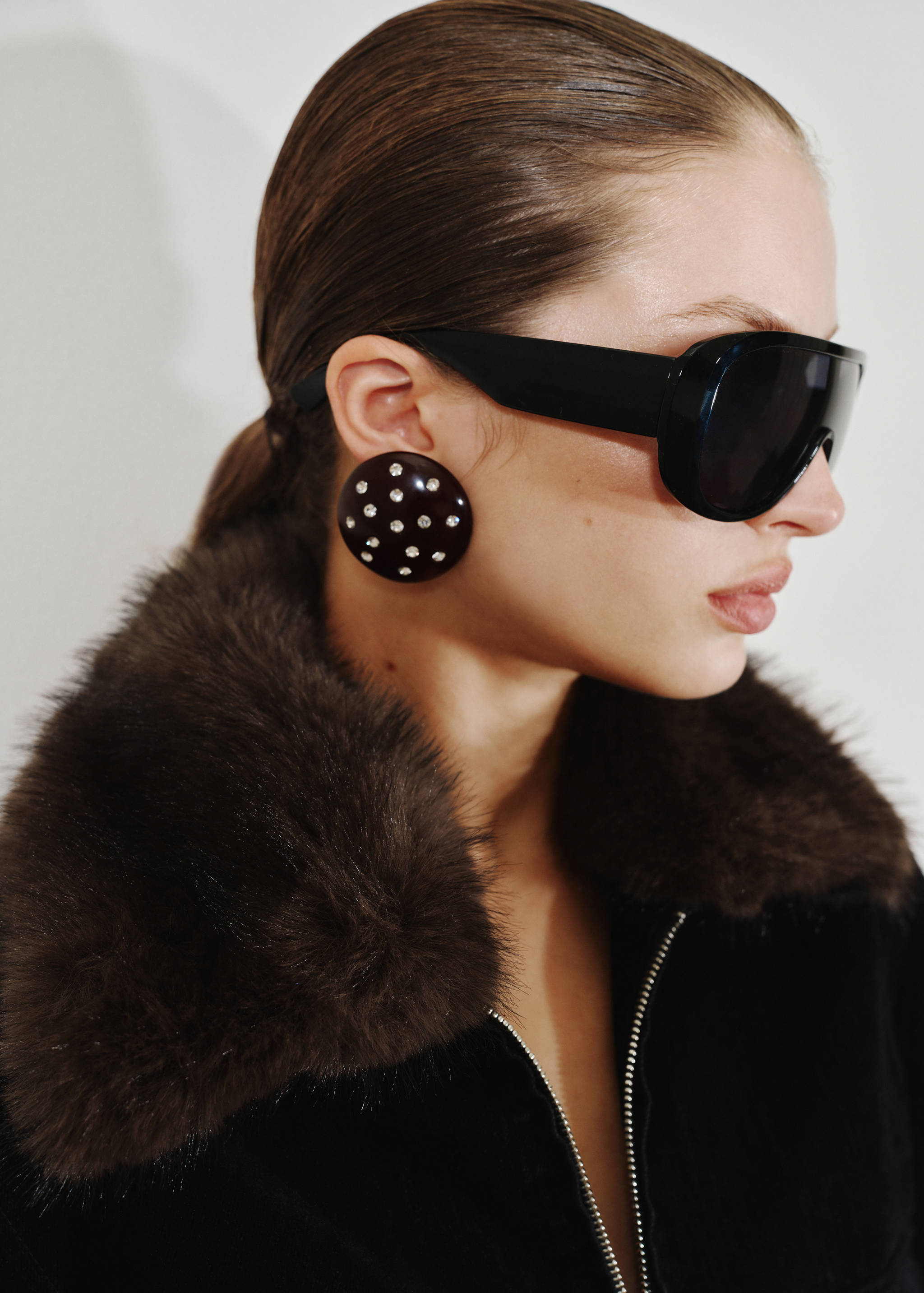 Boucles d'oreilles rondes avec ornements en cristaux - Plan général