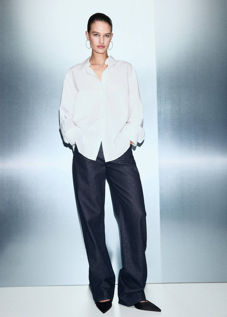 Shiny straight-leg jeans — Dark Blue