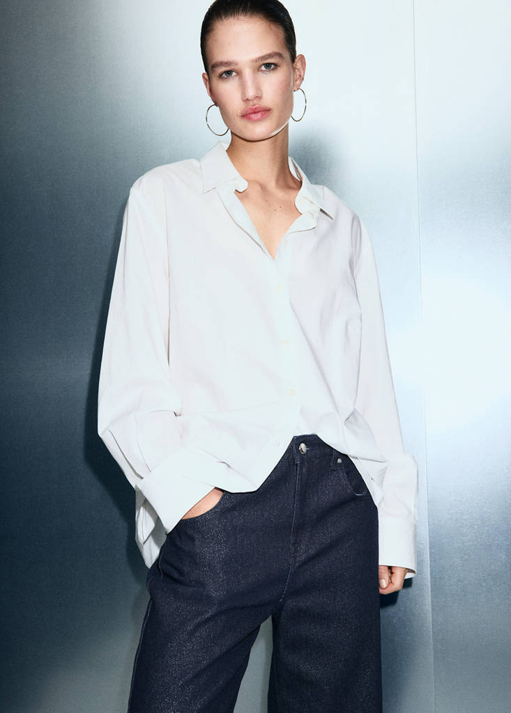 Shiny straight-leg jeans — Dark Blue