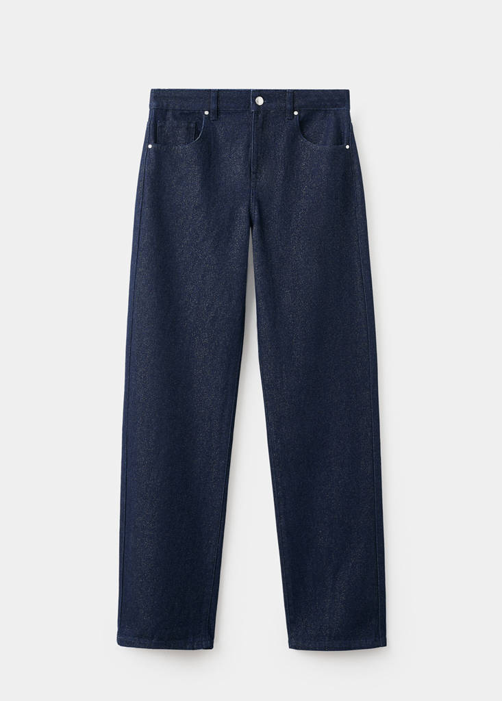 Shiny straight-leg jeans — Dark Blue