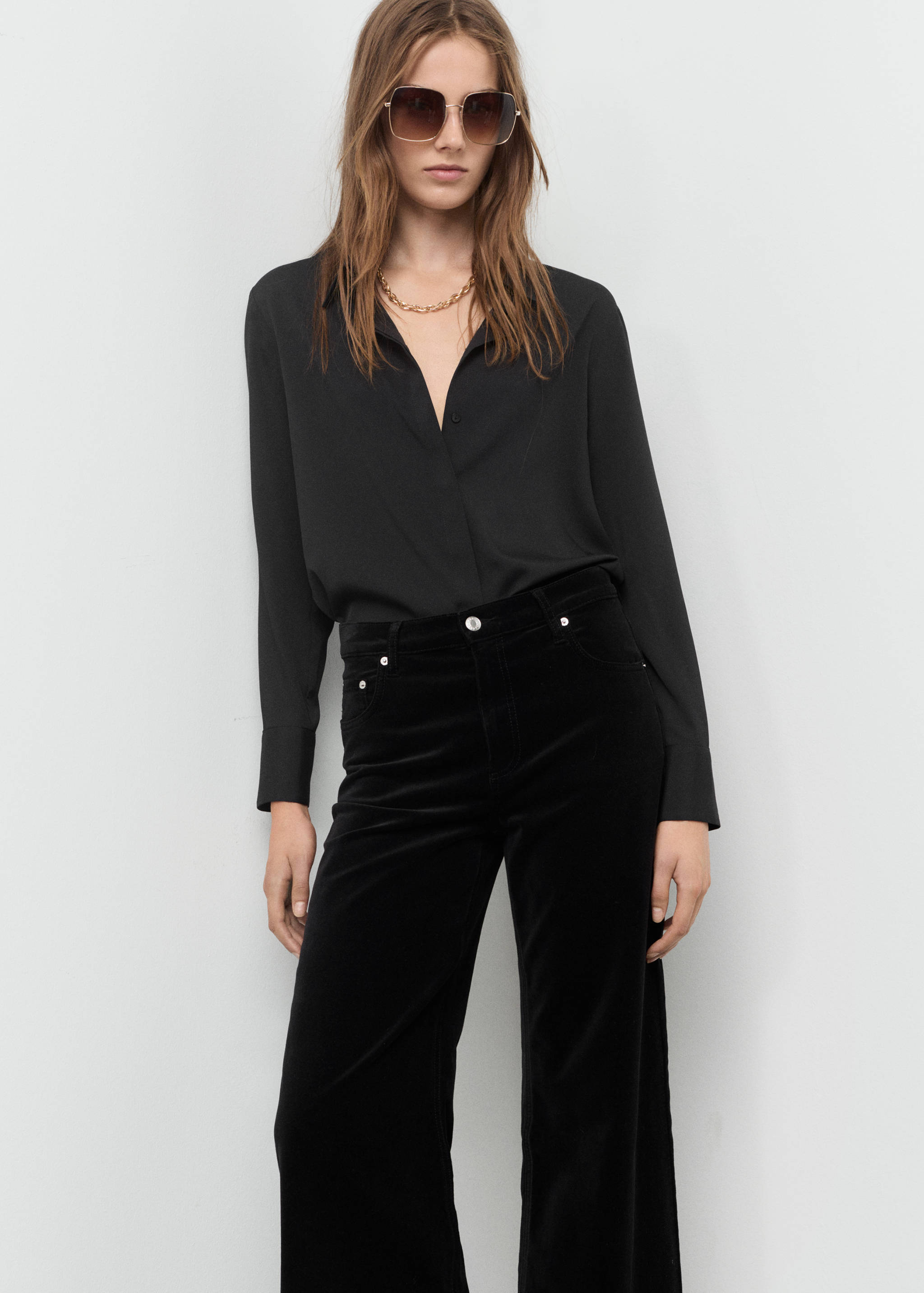 Wide leg velvet jeans - Reverse of the article