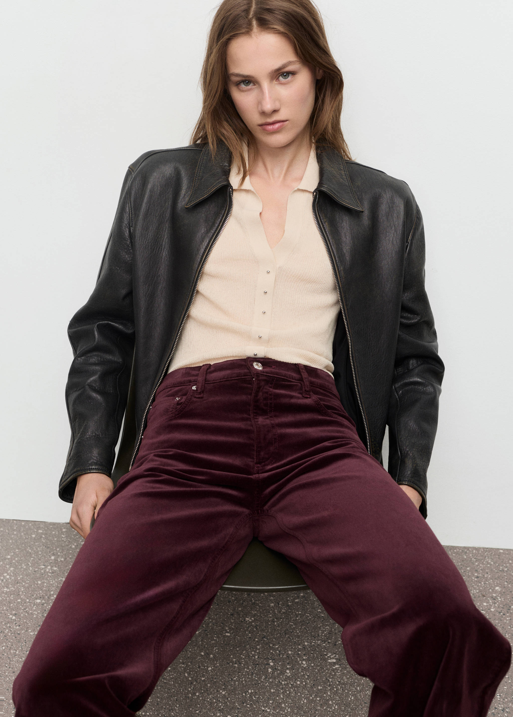 Wide leg velvet jeans - Details of the article 1