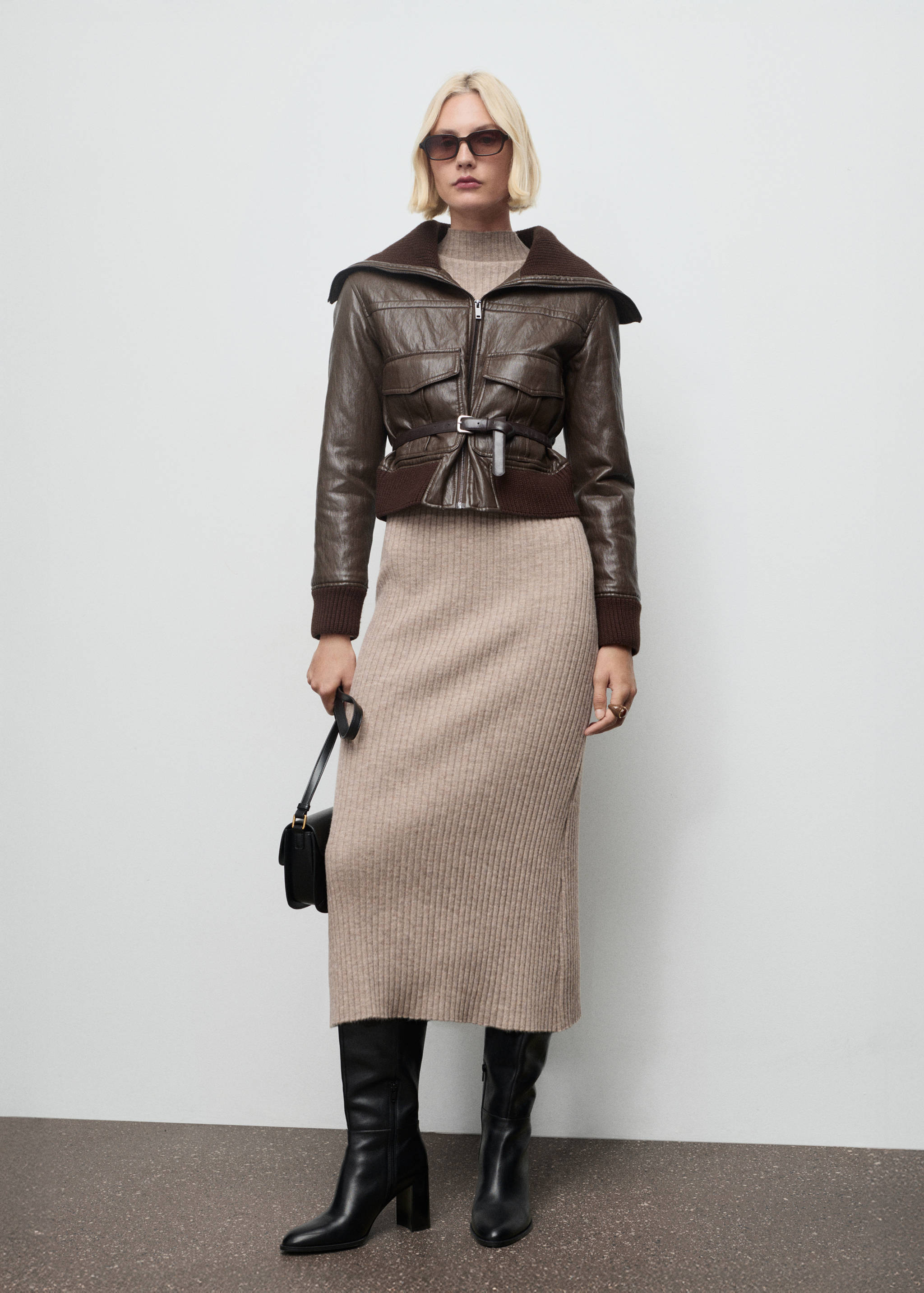 Vestido canalé cuello perkins - Plano general