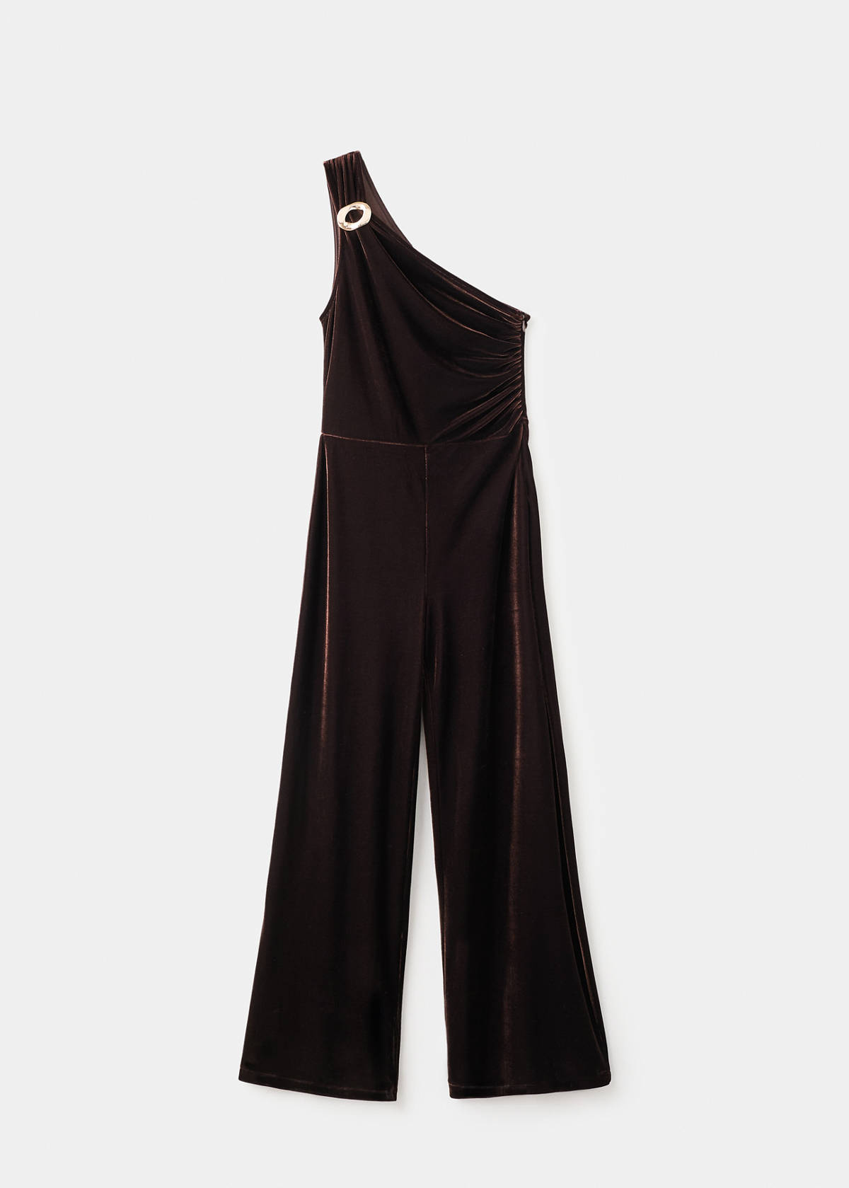 Velvet jumpsuit with metallic detail — Brown
