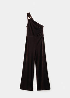 Velvet jumpsuit with metallic detail — Brown 6