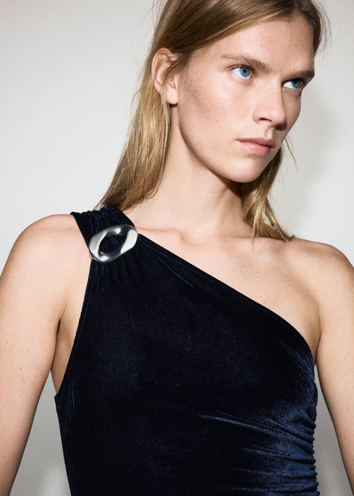 Velvet jumpsuit with metallic detail — Navy