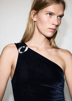 Velvet jumpsuit with metallic detail — Navy 4