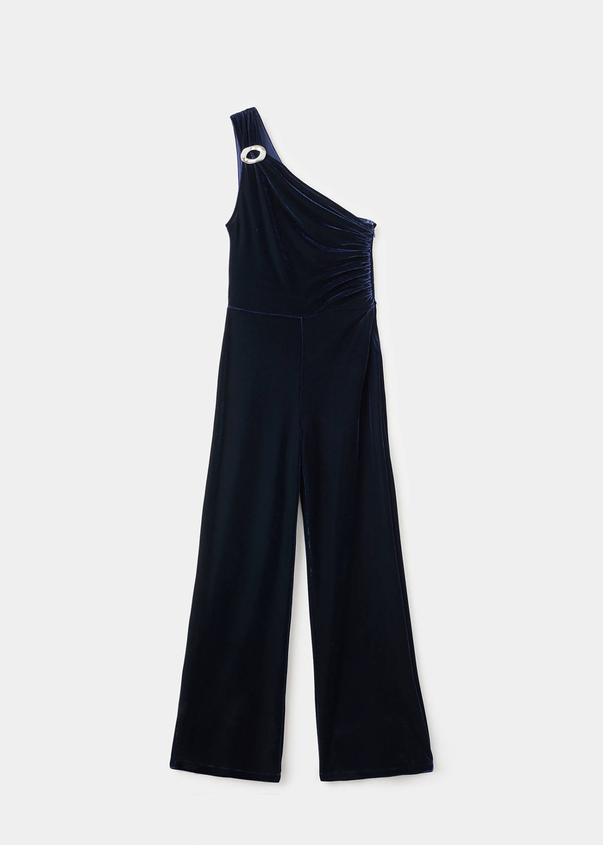 Velvet jumpsuit with metallic detail — Navy