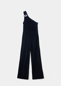 Velvet jumpsuit with metallic detail — Navy 5