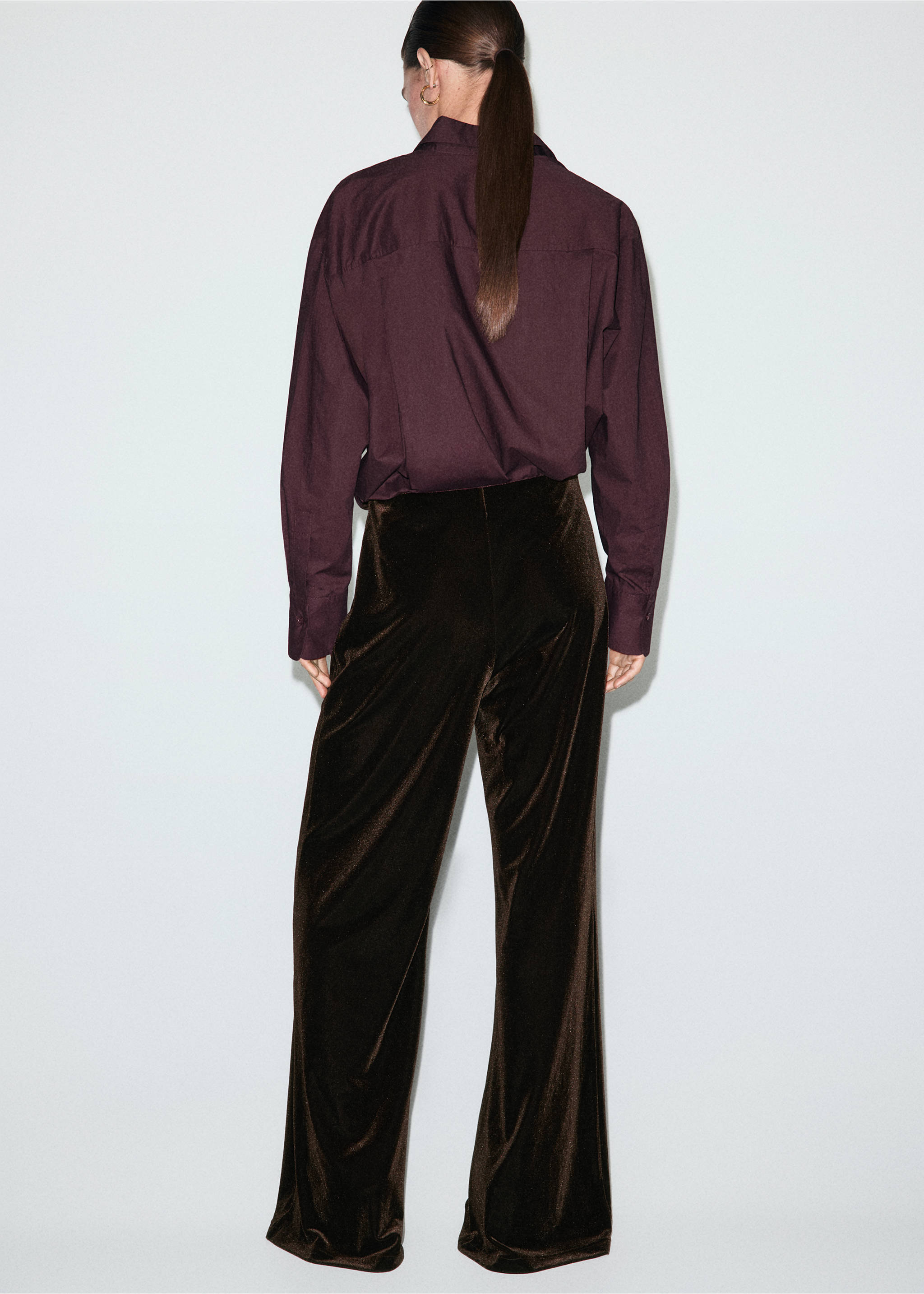 Pantalon large en velours - Verso de l’article, Marron. Ref: 17067806-00.