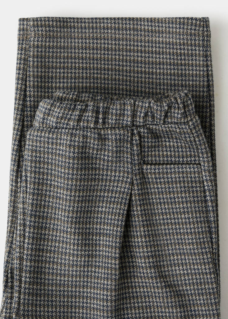 Houndstooth print straight trousers — Brown