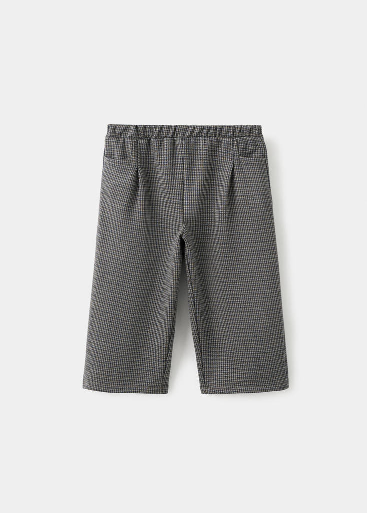 Houndstooth print straight trousers — Brown