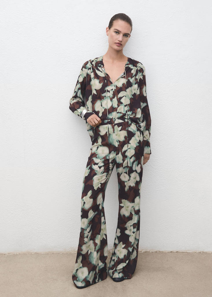 Printed flared trousers — Green