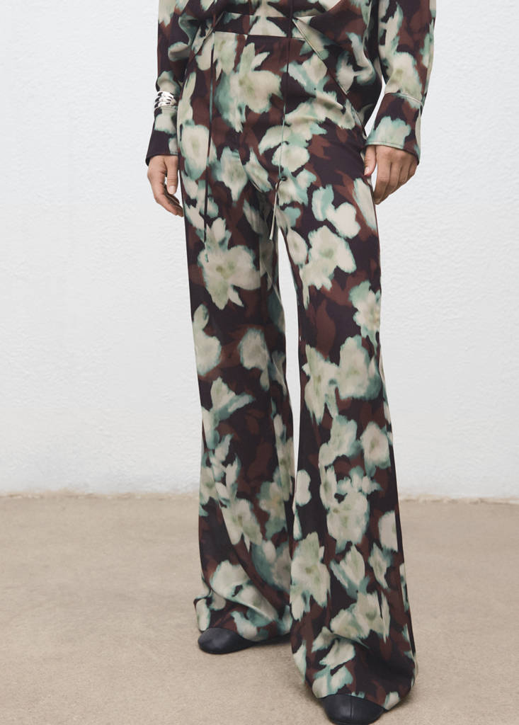 Printed flared trousers — Green