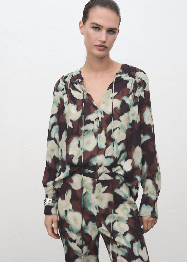 Printed flared trousers — Green