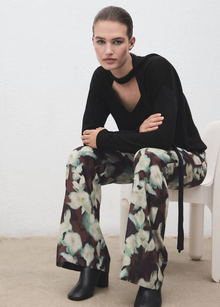 Printed flared trousers — Green