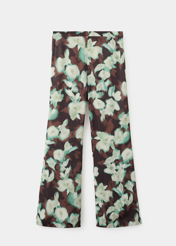 Printed flared trousers — Green