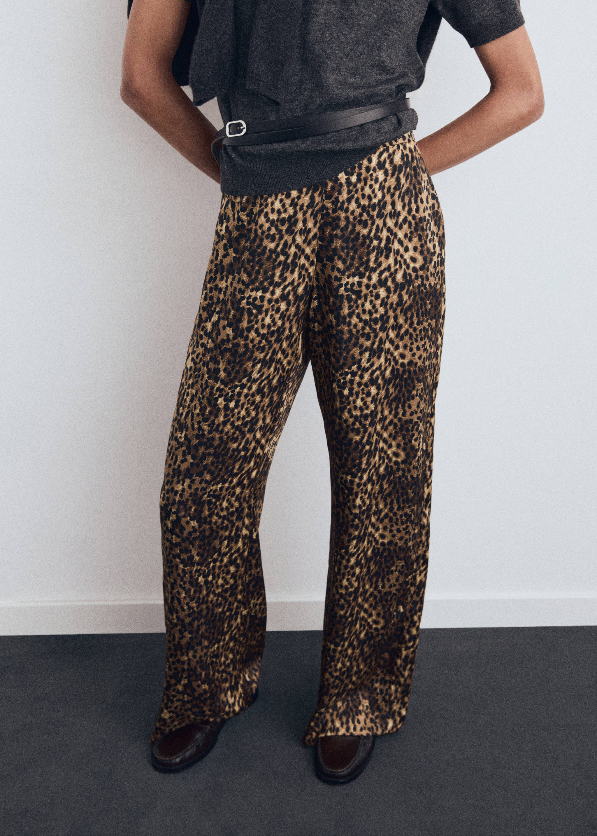 Leopard-print satin trousers - Medium plane