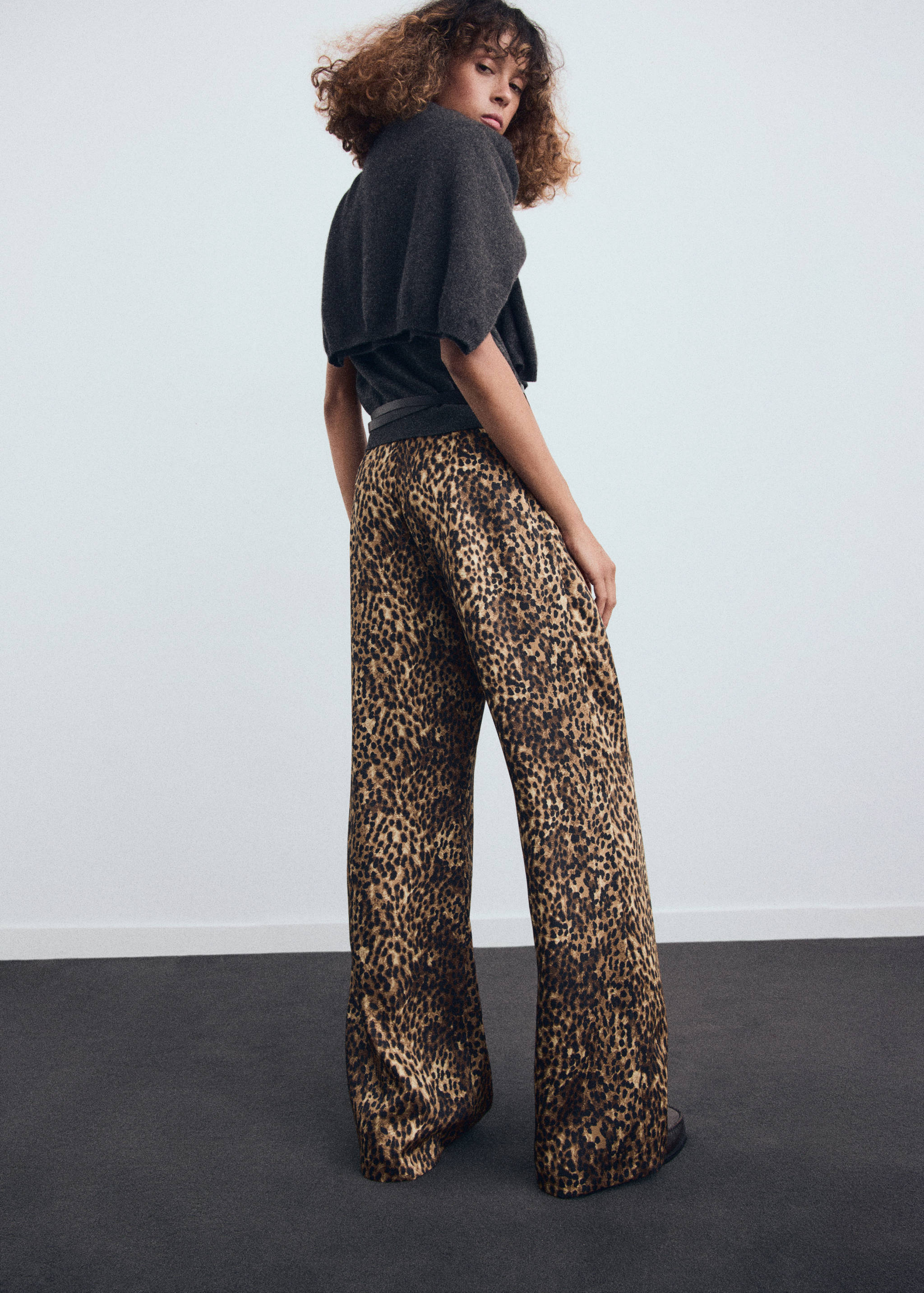 Leopard-print satin trousers - Reverse of the article