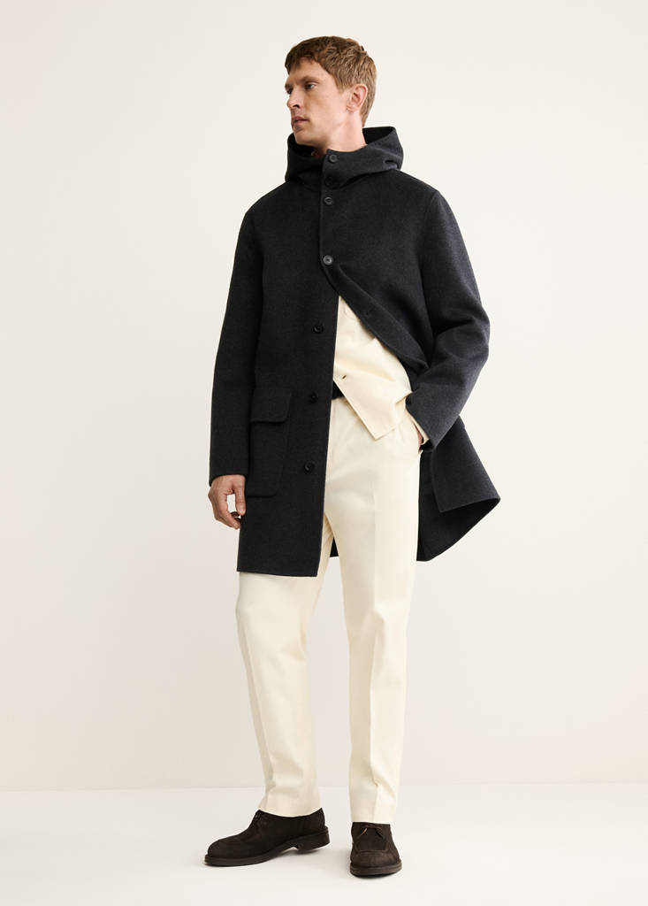 Handmade wool coat with hood — Medium Heather Grey