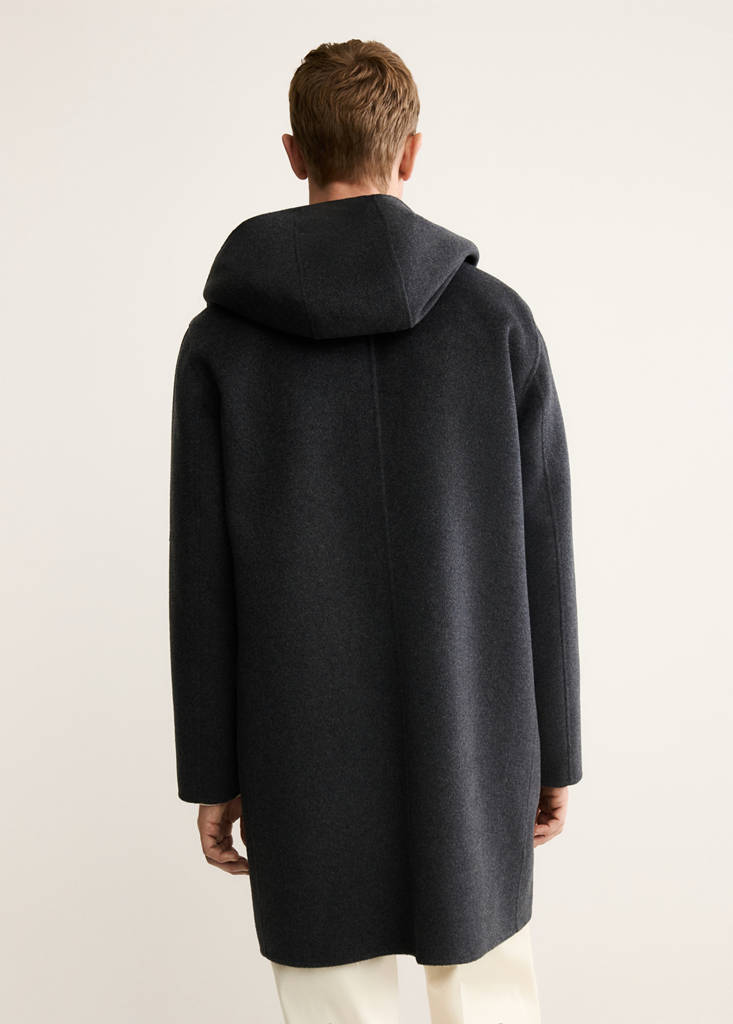 Handmade wool coat with hood — Medium Heather Grey