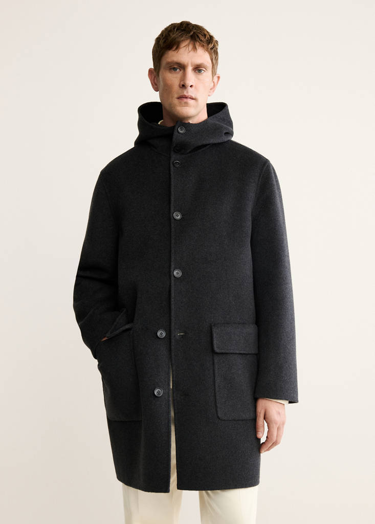 Handmade wool coat with hood — Medium Heather Grey