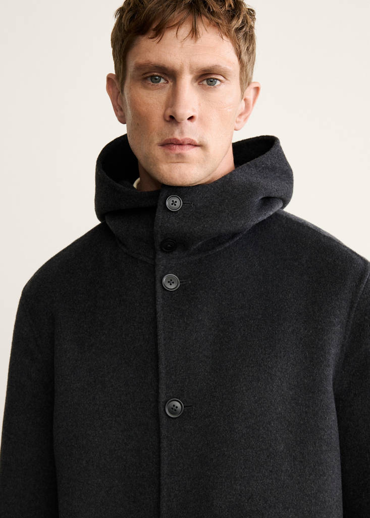 Handmade wool coat with hood — Medium Heather Grey