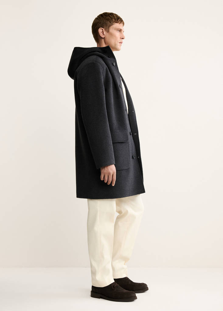 Handmade wool coat with hood — Medium Heather Grey