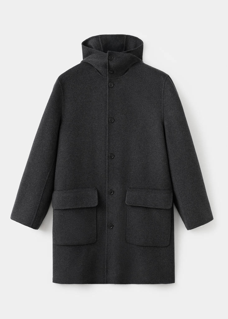 Handmade wool coat with hood — Medium Heather Grey