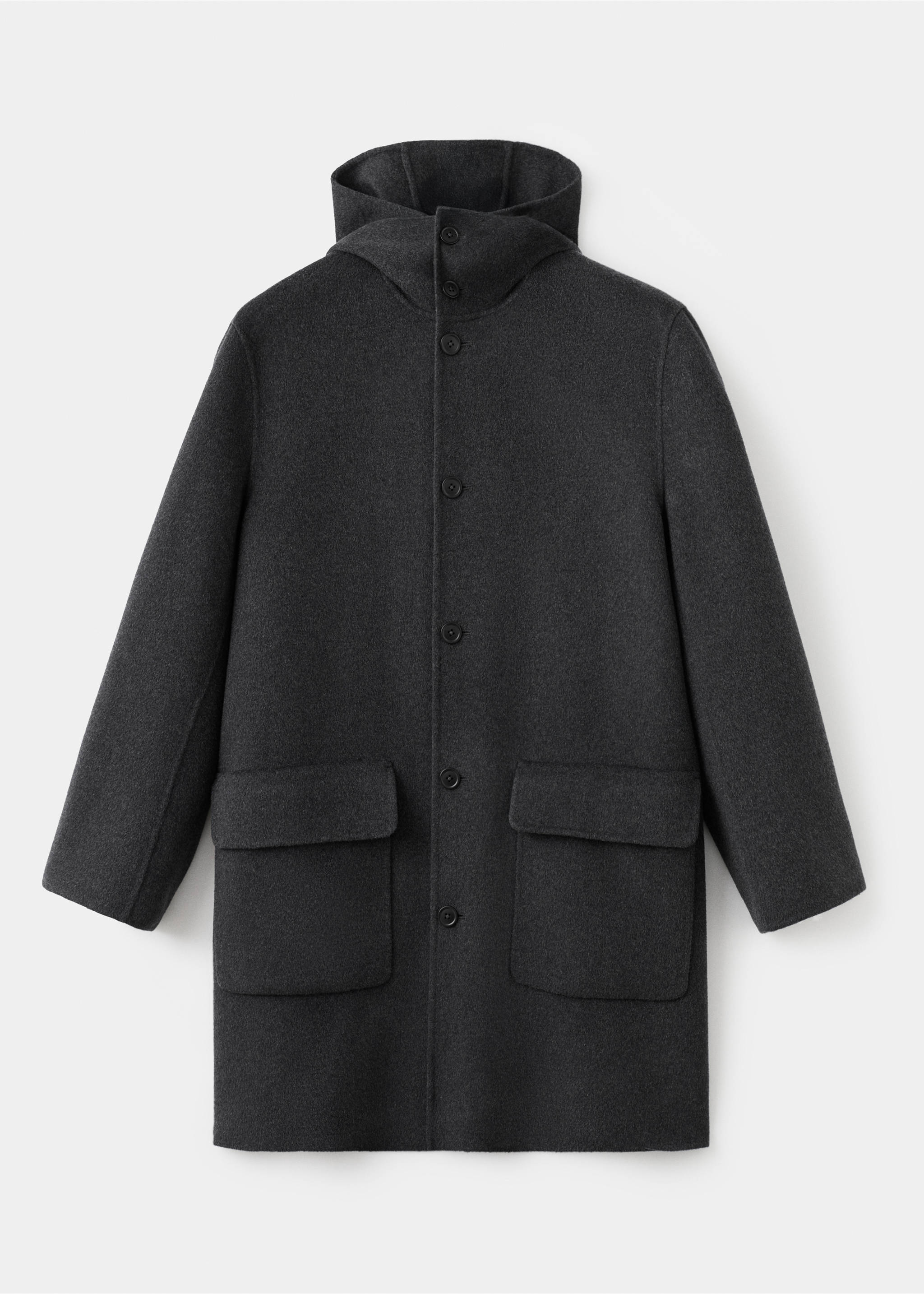Handmade wool coat with hood - Article without model, Medium Heather Grey. Ref: 17067885-00.