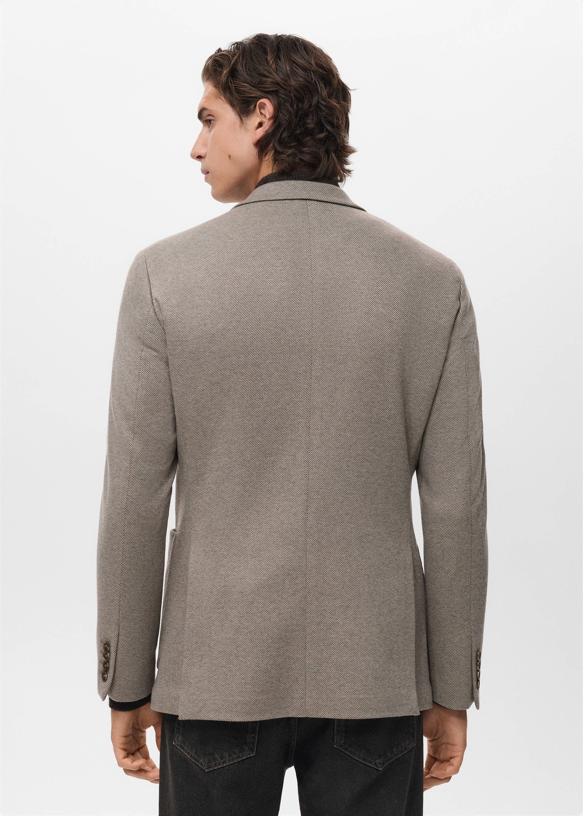 Slim Fit-Sakko mit Mikro-Hahnentrittmuster - Rückseite des Artikels