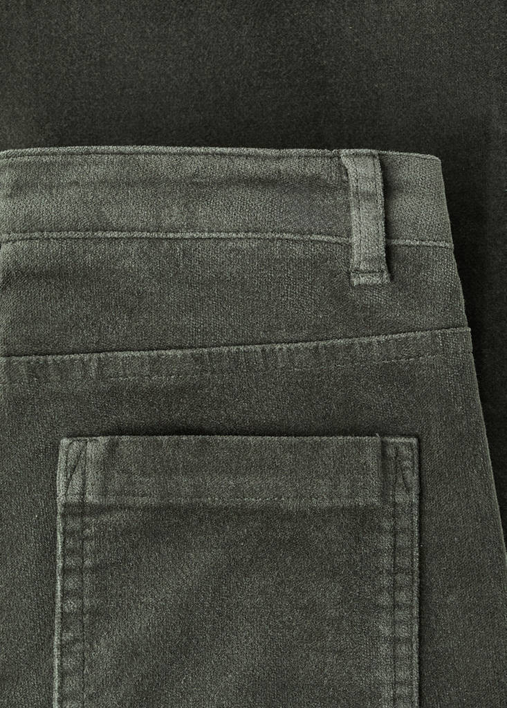 Velvet-effect flared trousers — Khaki
